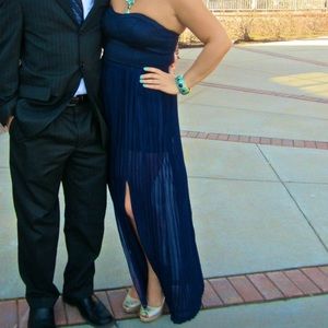 Navy shirt dress with chiffon overlay with 2 slits